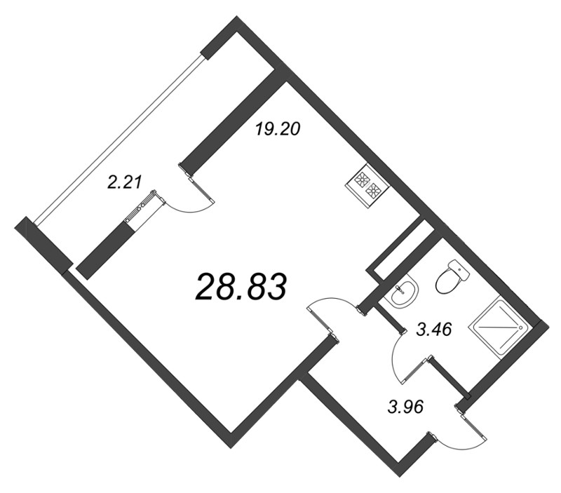 Квартира-студия, 27.3 м² в ЖК "Европейский Парк" - планировка, фото №1