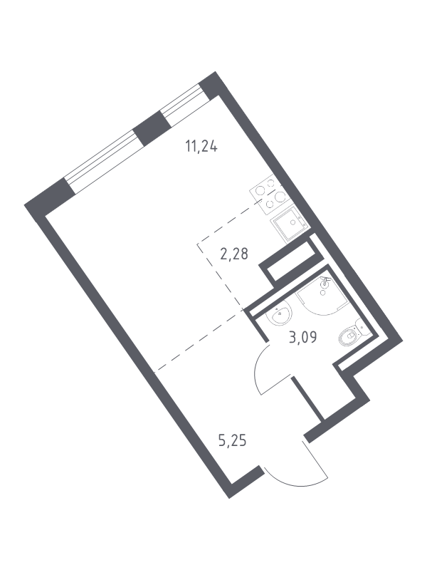 Квартира-студия, 21.86 м² в ЖК "Квартал Лаголово" - планировка, фото №1