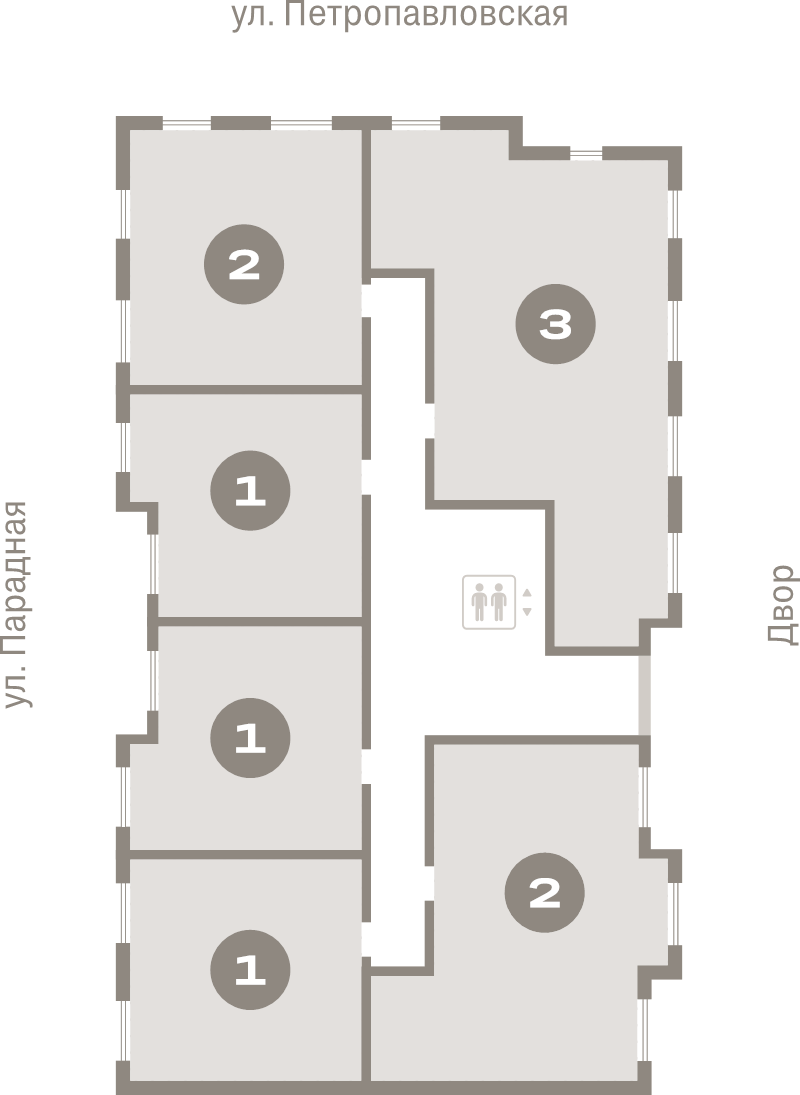 2-комнатная квартира, 48.3 м² в ЖК "Брусника в Новоселье" - планировка этажа