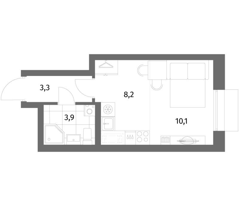 Квартира-студия, 25.5 м² в ЖК "Парусная 1" - планировка, фото №1
