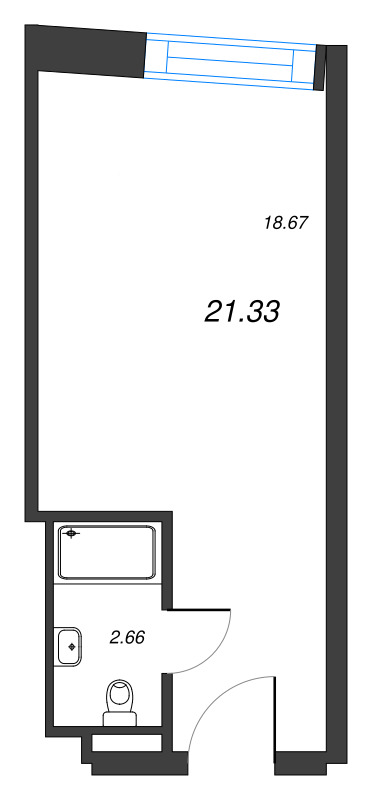 Квартира-студия, 21.33 м² в ЖК "YE’S Leader" - планировка, фото №1