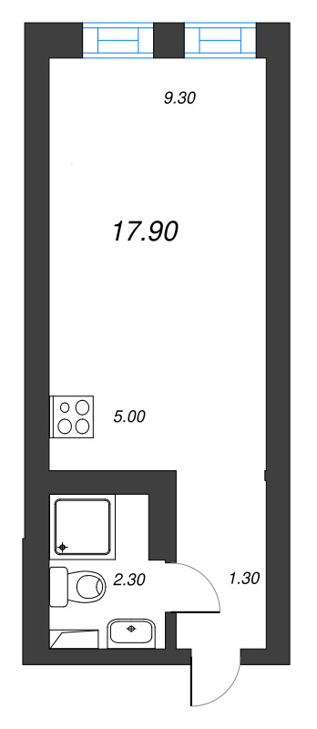 Квартира-студия, 17.9 м² в ЖК "Эко Квартал Нега" - планировка, фото №1