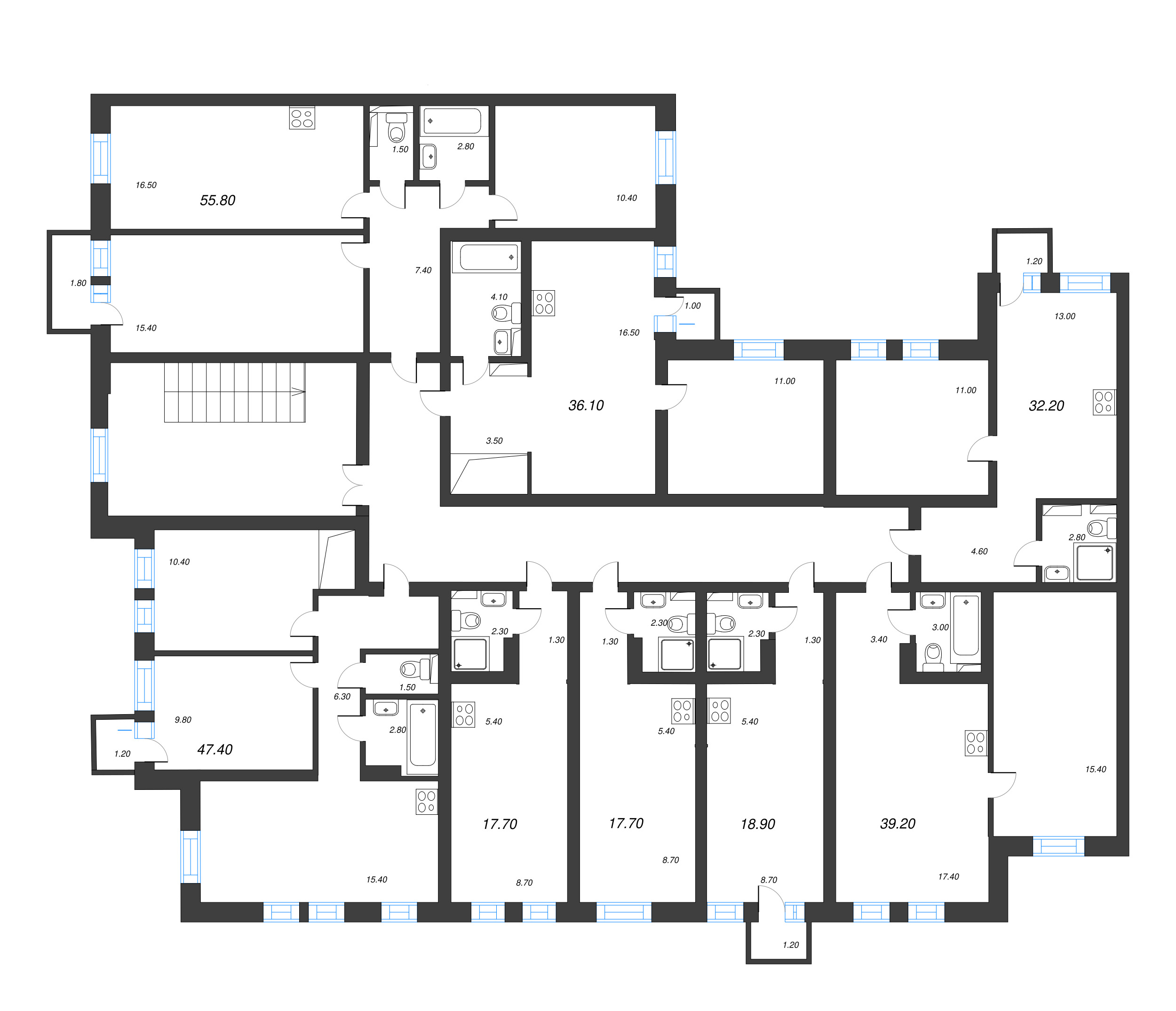 Квартира-студия, 17.7 м² в ЖК "Эко Квартал Нега" - планировка этажа
