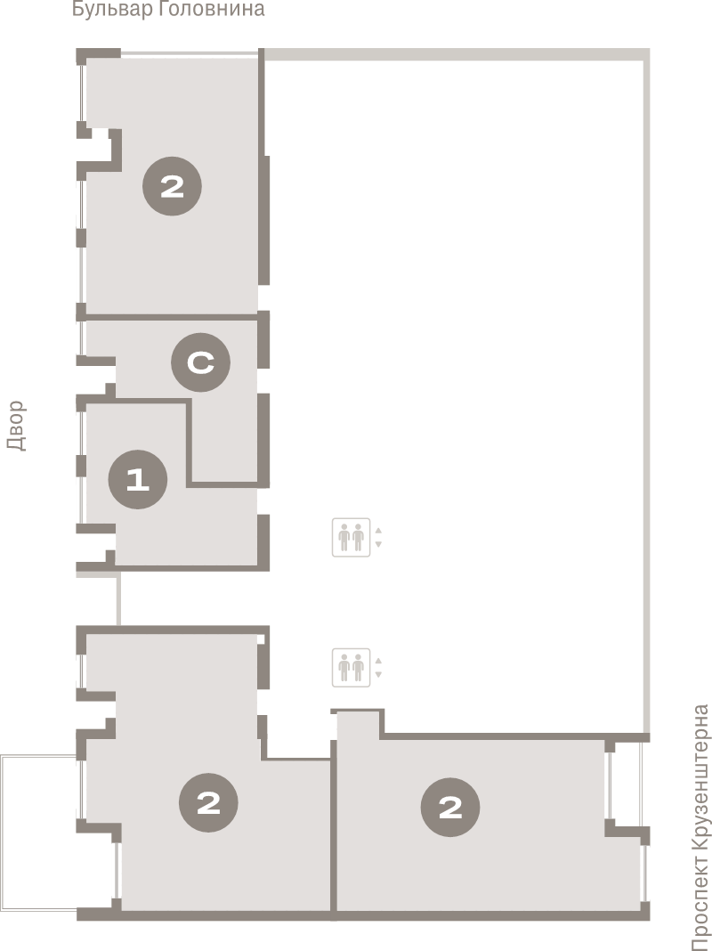 3-комнатная (Евро) квартира, 69.6 м² в ЖК "Северный ветер" - планировка этажа
