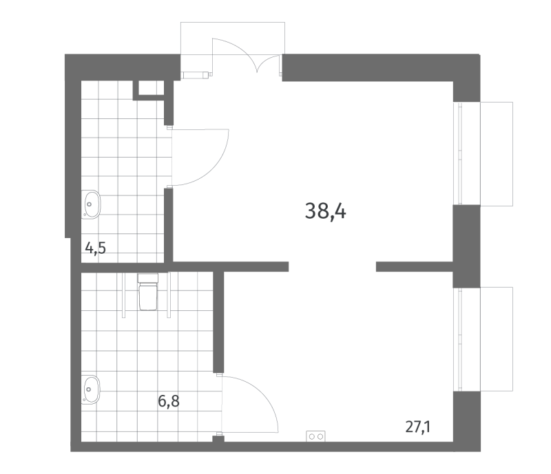 Помещение, 38.4 м² - планировка, фото №1