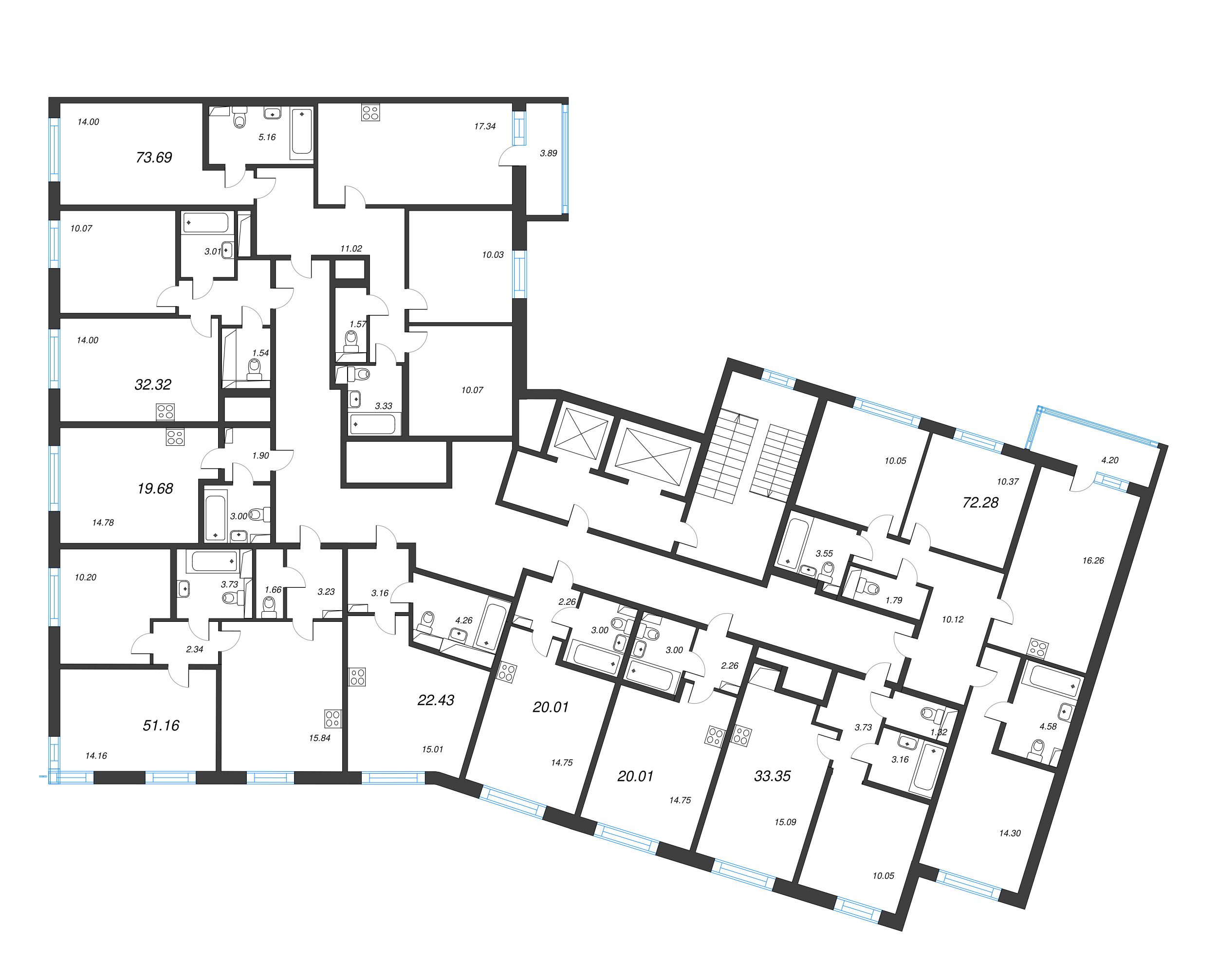 Квартира-студия, 20.01 м² - планировка этажа