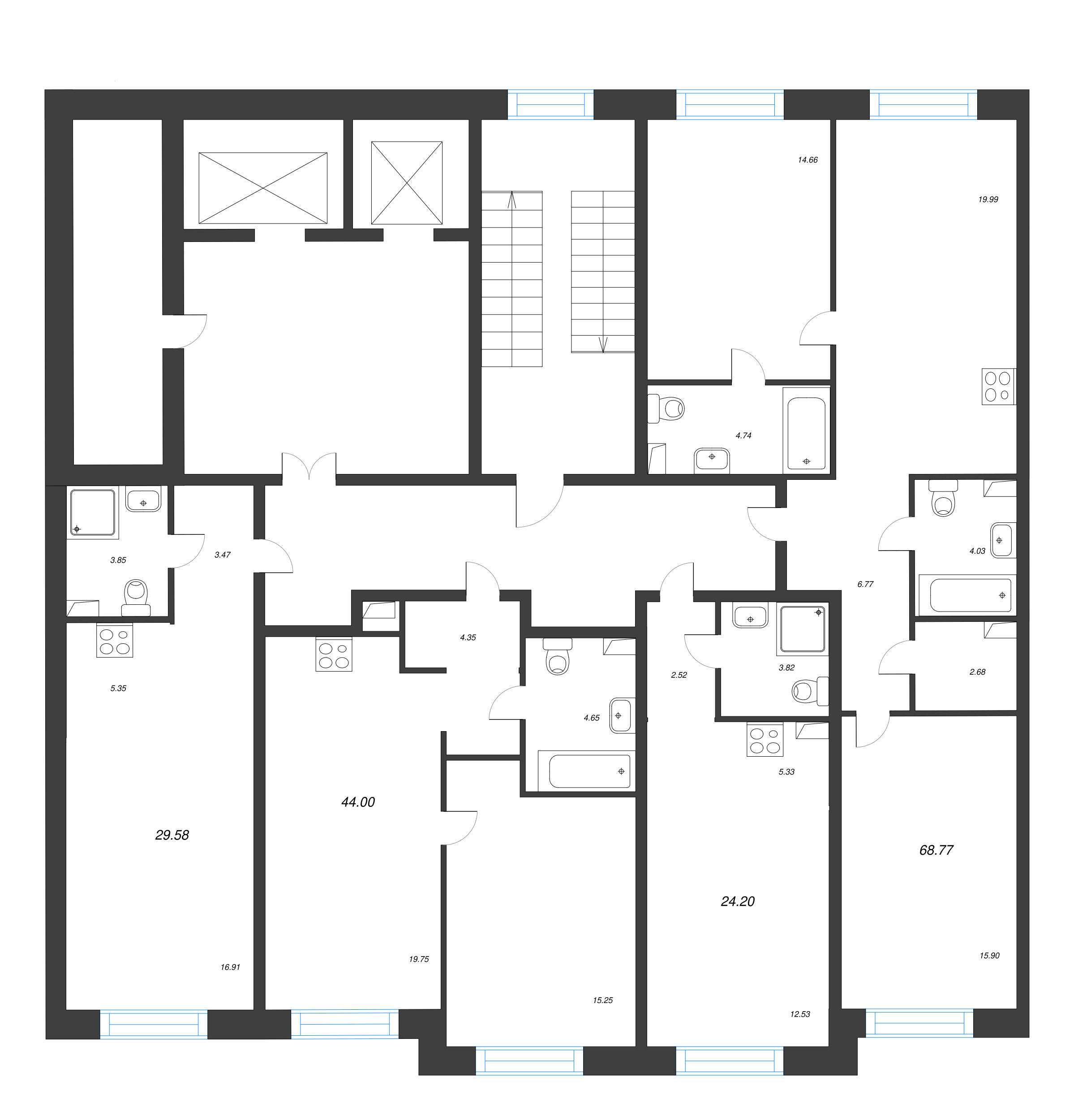 Квартира-студия, 29.58 м² в ЖК "Остров Первых" - планировка этажа