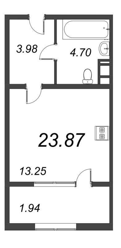 Квартира-студия, 25.4 м² в ЖК "Pixel" - планировка, фото №1