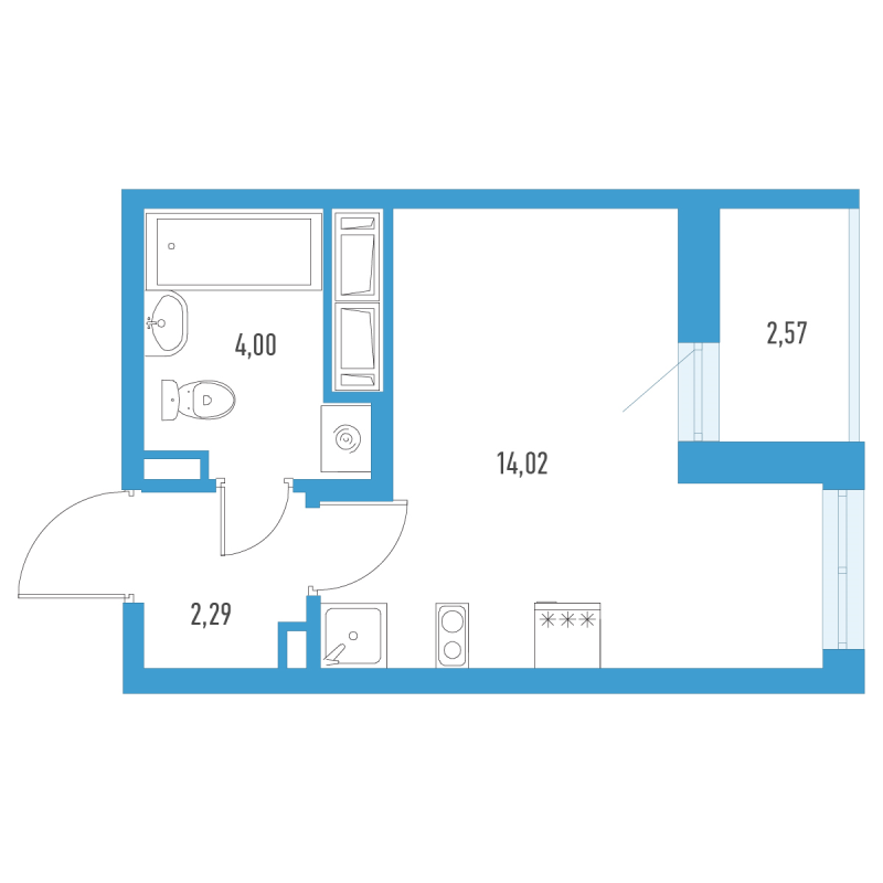Квартира-студия, 21.6 м² в ЖК "Аэросити" - планировка, фото №1
