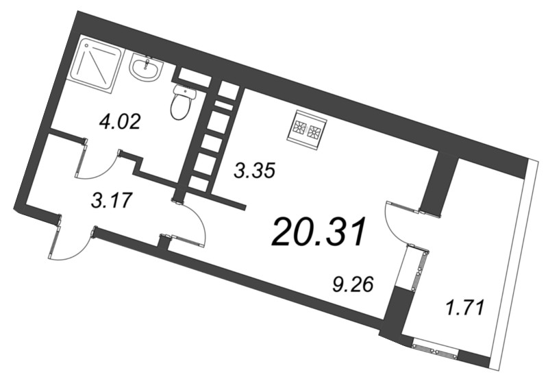Квартира-студия, 20.31 м² - планировка, фото №1