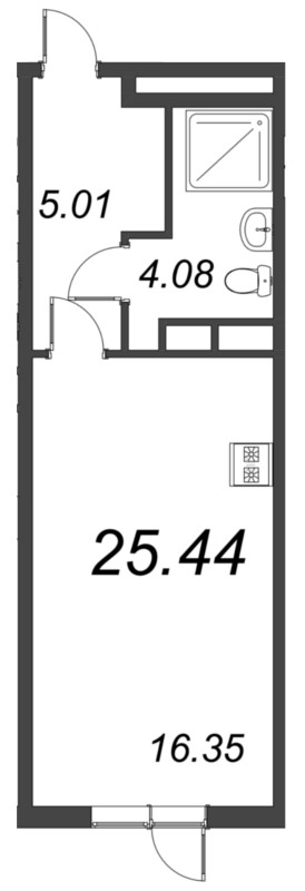 Квартира-студия, 25.44 м² в ЖК "VEREN NORT сертолово" - планировка, фото №1