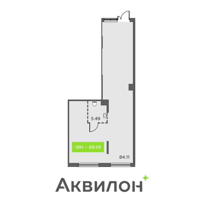 Помещение, 89.59 м² в ЖК "Аквилон All in 3.0" - планировка, фото №1