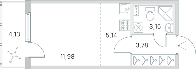 Квартира-студия, 24.05 м² в ЖК "Любоград" - планировка, фото №1