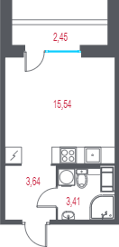 Квартира-студия, 23.33 м² в ЖК "Город-спутник Южный" - планировка, фото №1