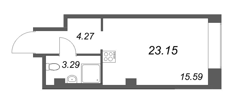 Квартира-студия, 23.15 м² - планировка, фото №1