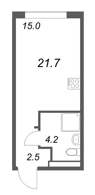 Квартира-студия, 21.7 м² в ЖК "Пулково Лейк" - планировка, фото №1