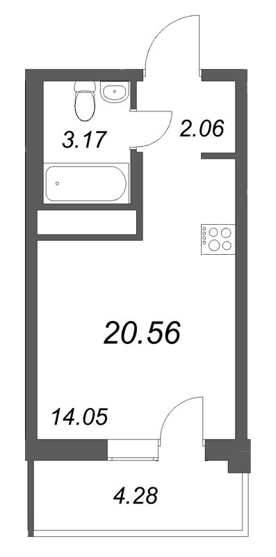 Квартира-студия, 20.56 м² в ЖК "Аэросити Лайф" - планировка, фото №1