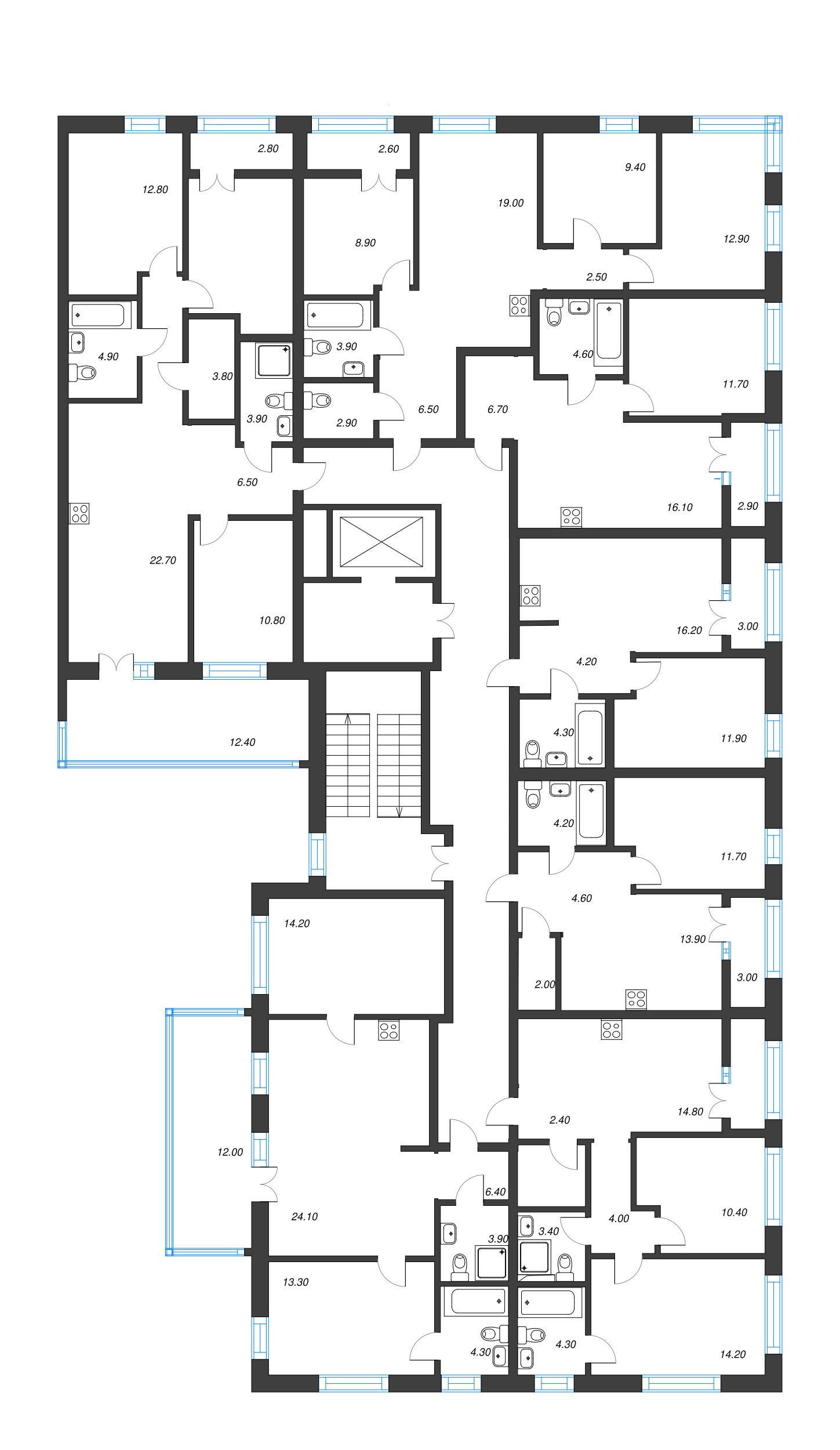 2-комнатная квартира, 58.21 м² - планировка этажа