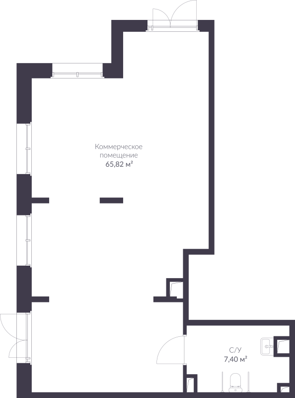 Помещение, 73.22 м² в ЖК "VEREN NORT сертолово" - планировка, фото №1