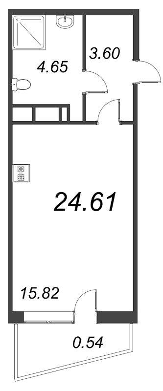 Квартира-студия, 24.61 м² в ЖК "VEREN NORT сертолово" - планировка, фото №1