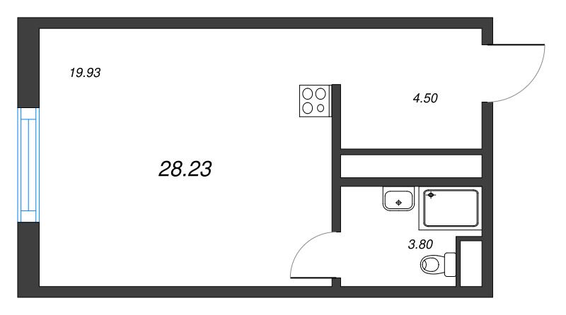 Квартира-студия, 28.23 м² - планировка, фото №1