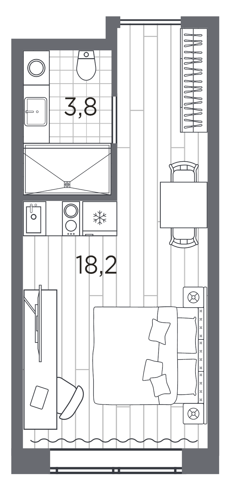 Квартира-студия, 22 м² в ЖК "Industrial Avenir" - планировка, фото №1