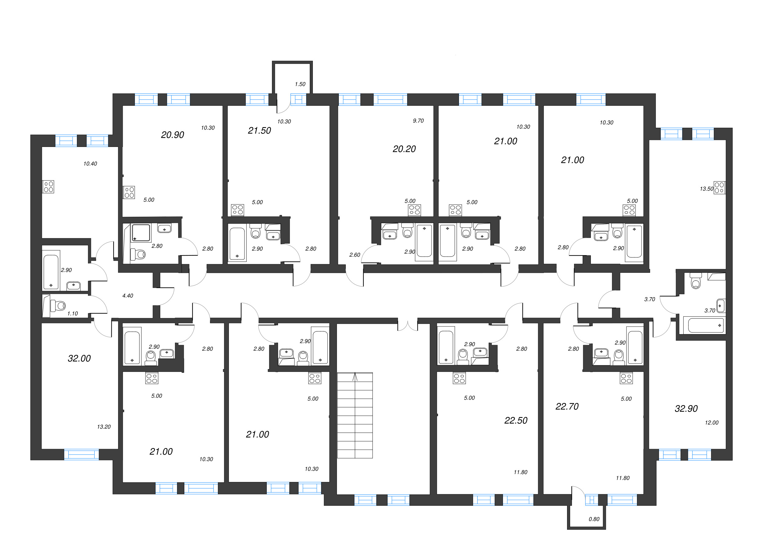 Квартира-студия, 20.2 м² в ЖК "ЭКО Квартал NEGA" - планировка этажа