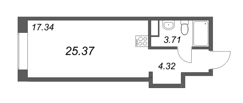 Квартира-студия, 28.45 м² в ЖК "17/33 Петровский остров" - планировка, фото №1