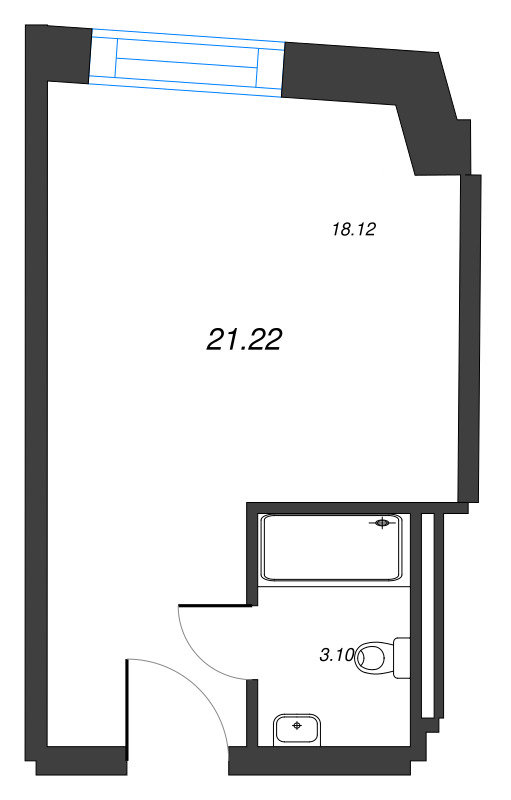 Квартира-студия, 21.22 м² в ЖК "YE’S Leader" - планировка, фото №1