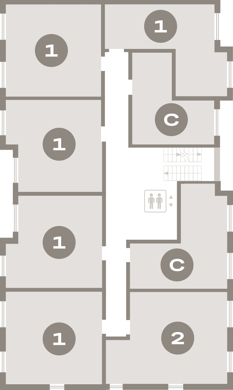 3-комнатная (Евро) квартира, 48.4 м² - планировка этажа