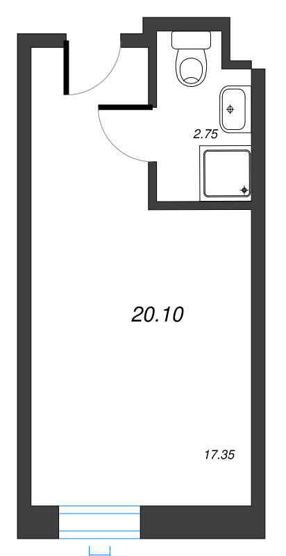 Квартира-студия, 20.17 м² в ЖК "We'll" - планировка, фото №1