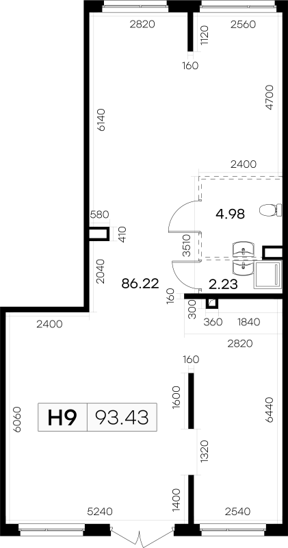 Помещение, 93.43 м² в ЖК "GloraX Новоселье" - планировка, фото №1