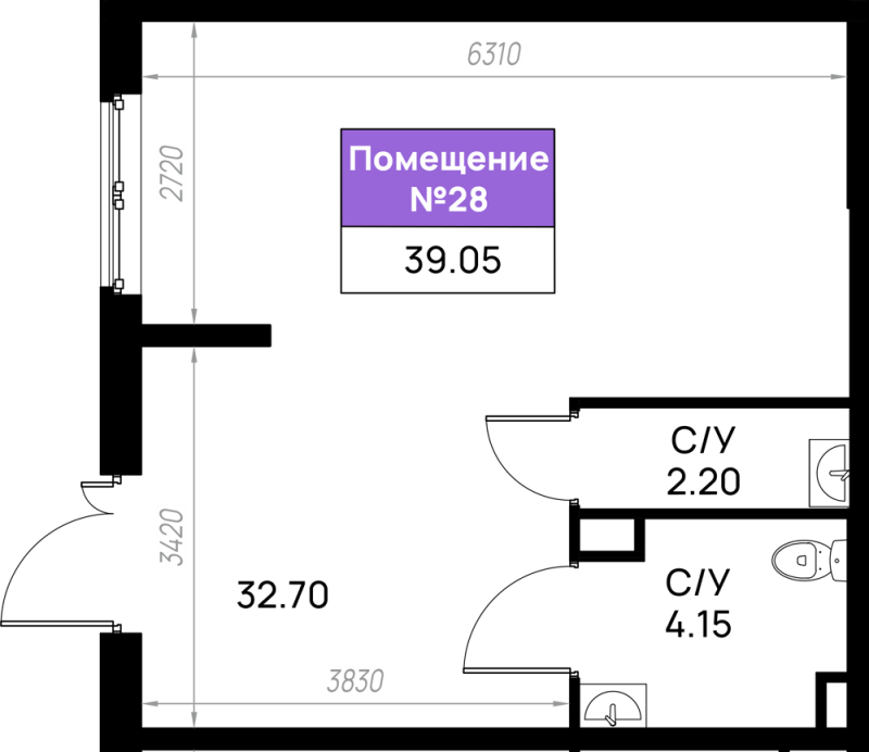 Помещение, 39.05 м² в ЖК "Имена" - планировка, фото №1