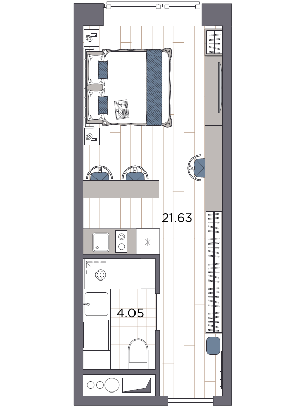 Квартира-студия, 25.68 м² в ЖК "Ladozhsky AVENIR" - планировка, фото №1