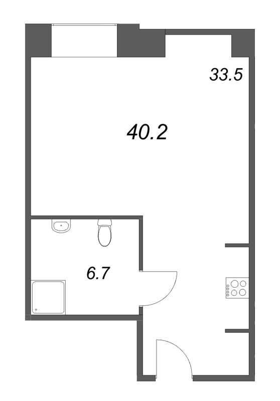 Квартира-студия, 40.2 м² в ЖК "Пространство by Avenue-Apart" - планировка, фото №1