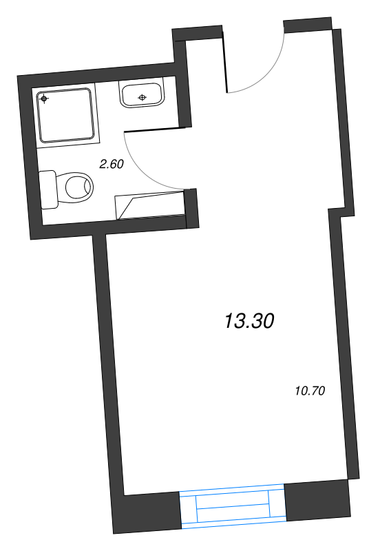Квартира-студия, 13.9 м² в ЖК "UNO" - планировка, фото №1
