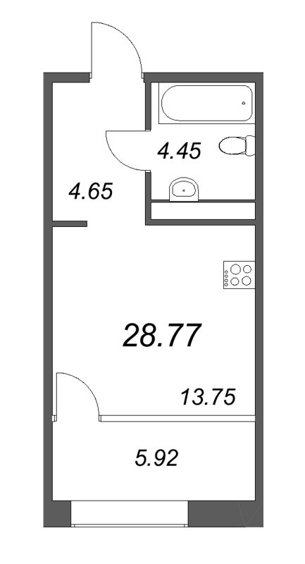 Квартира-студия, 29.63 м² в ЖК "17/33 Петровский остров" - планировка, фото №1
