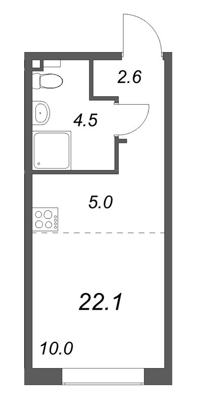 Квартира-студия, 22.1 м² в ЖК "Пулково Lake" - планировка, фото №1