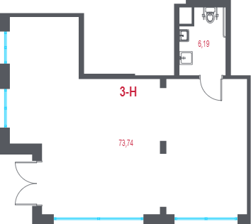 Помещение, 79.93 м² в ЖК "Город-спутник Южный" - планировка, фото №1