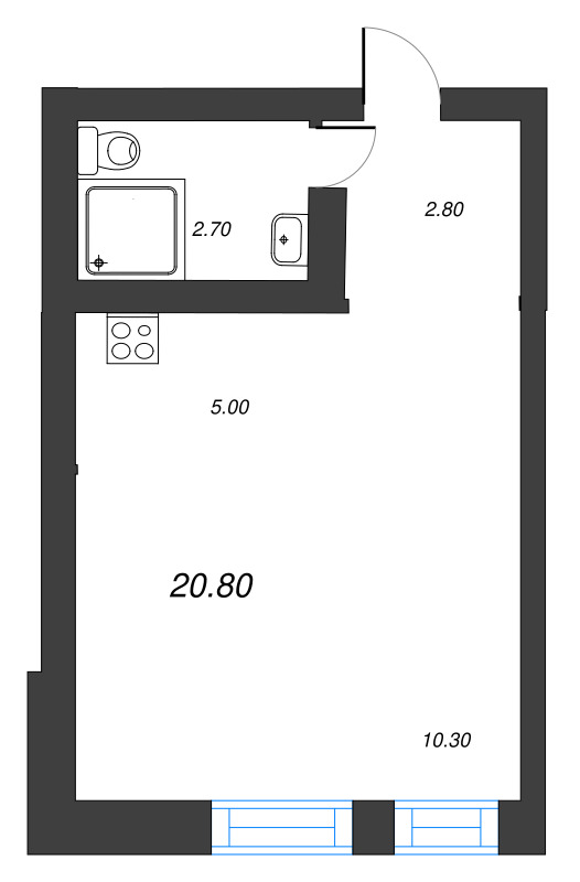 Квартира-студия, 20.8 м² в ЖК "ЭКО Квартал NEGA" - планировка, фото №1