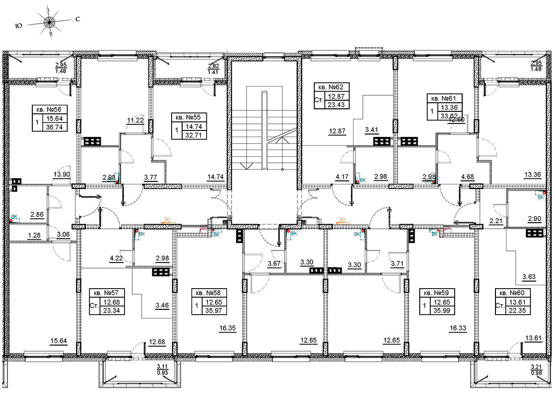 Квартира-студия, 23.6 м² - планировка этажа