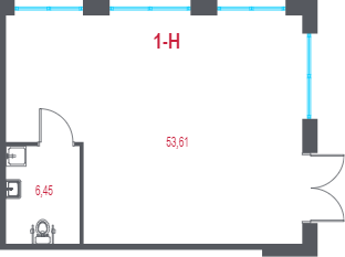 Помещение, 60.06 м² в ЖК "Город-спутник Южный" - планировка, фото №1