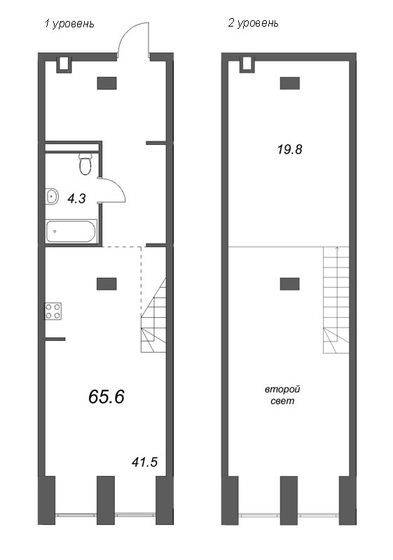 Квартира-студия, 65.6 м² в ЖК "Serebro by Avenue-Apart" - планировка, фото №1