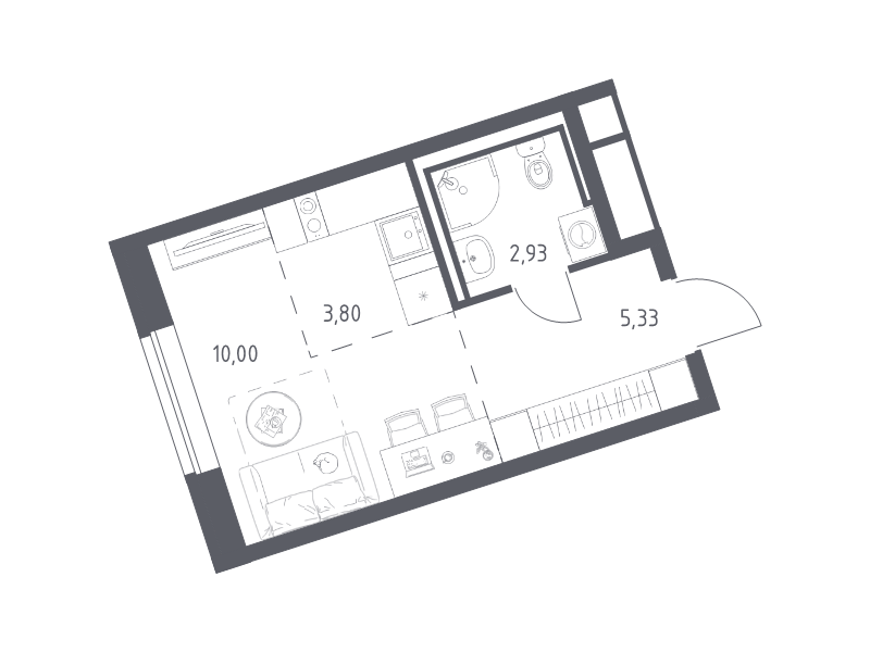 Квартира-студия, 22.06 м² в ЖК "Живи! В Рыбацком" - планировка, фото №1