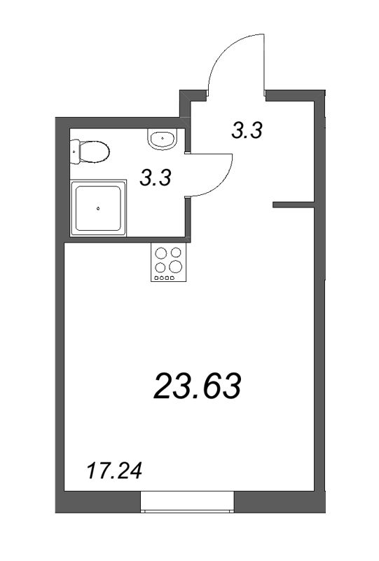 Квартира-студия, 23.63 м² в ЖК "Новые горизонты" - планировка, фото №1