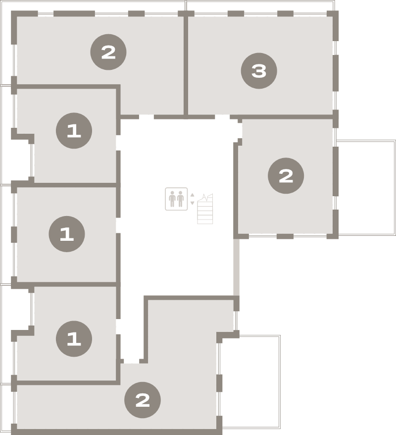 2-комнатная (Евро) квартира, 45.3 м² в ЖК "Северный ветер" - планировка этажа