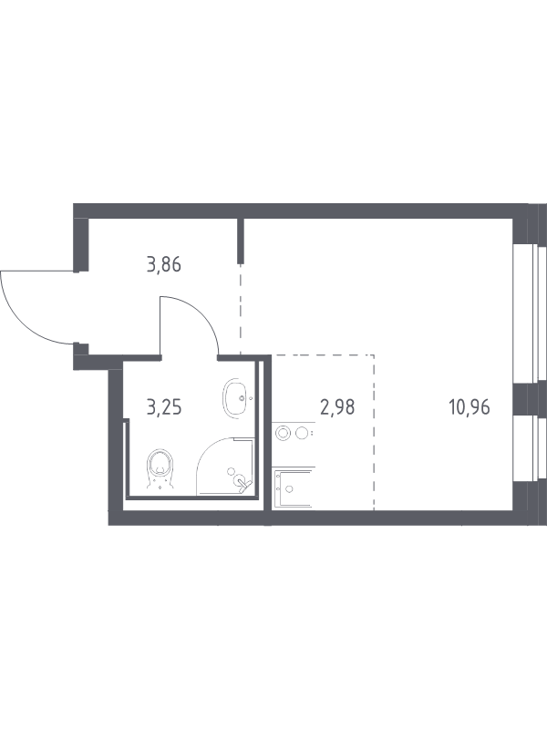 Квартира-студия, 21.05 м² - планировка, фото №1