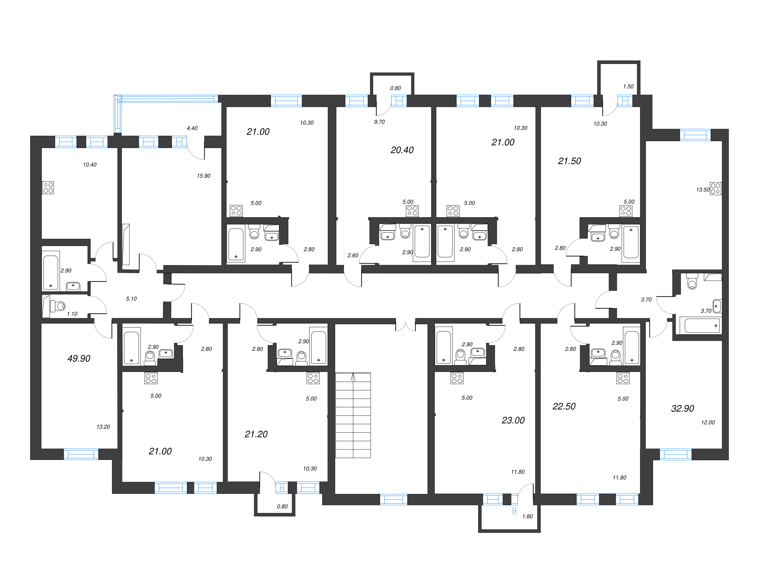 Квартира-студия, 20.4 м² в ЖК "ЭКО Квартал NEGA" - планировка этажа