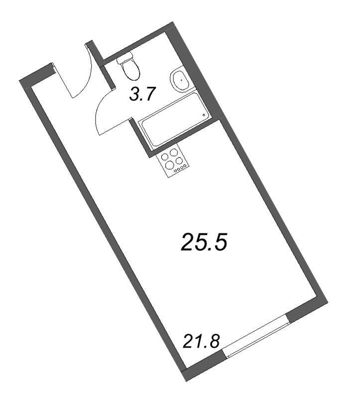 Квартира-студия, 25.5 м² в ЖК "ARTSTUDIO M103" - планировка, фото №1