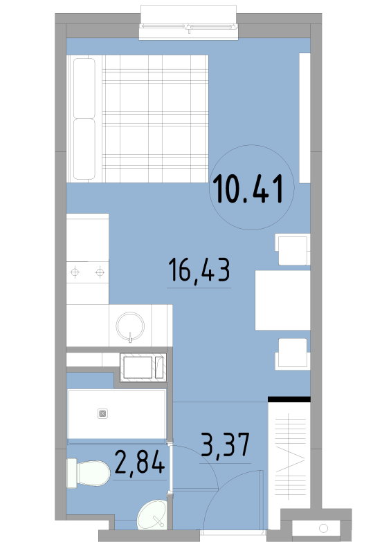 Квартира-студия, 22.64 м² в ЖК "Cosmos Smart Yuzhny" - планировка, фото №1